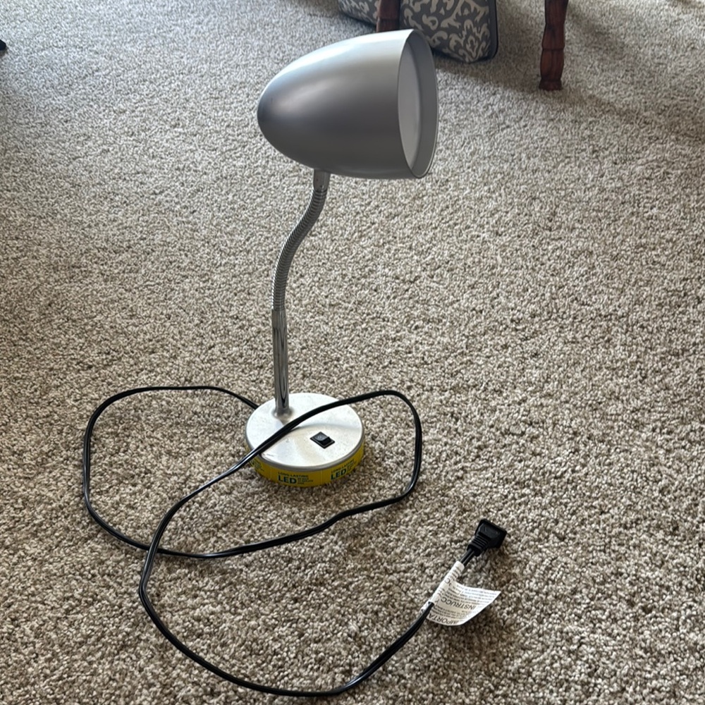 Silver Desk Lamp with Flexible Neck